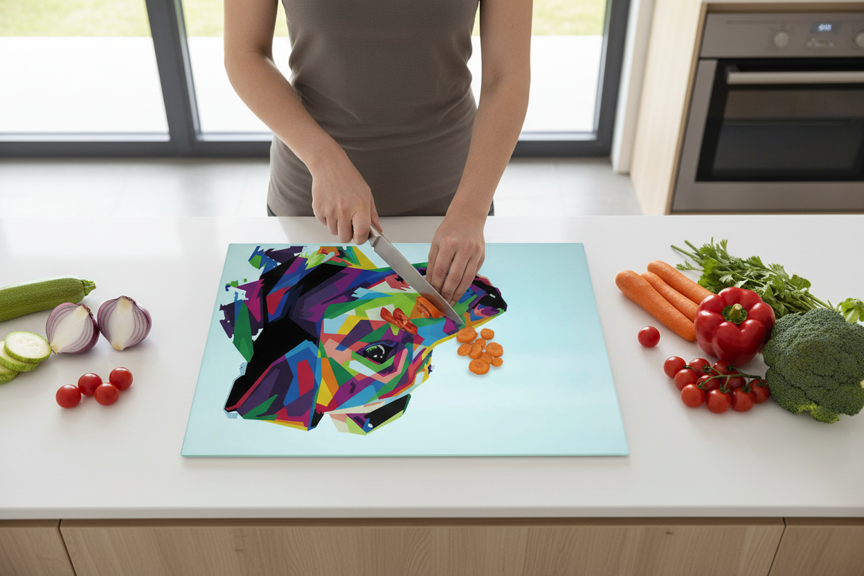 Patterdale Terrier Glass Chopping Board, Patterdale Terrier Worktop Saver