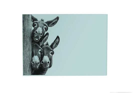Peeking Donkeys Glass Placemat