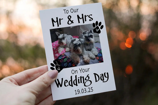Personalised Pet Wedding Day Card: Mr & Mrs Photo Card
