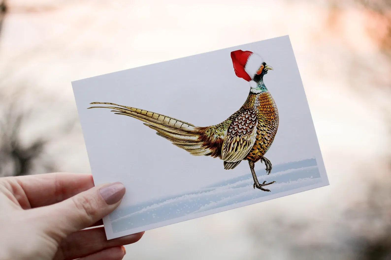 Pheasant Christmas Card, Festive Personalised Greeting Card