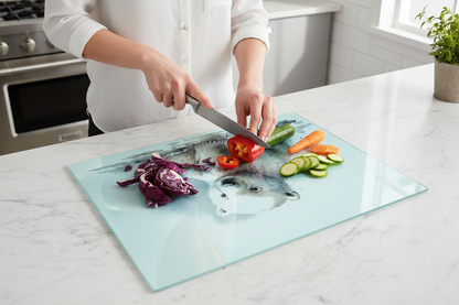 Polar Bear Glass Chopping Board, Polar Bear Worktop Saver