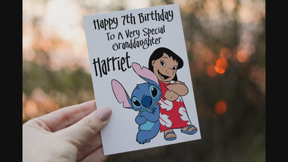 Lilo & Stitch Granddaughter Birthday Card