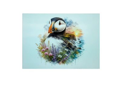 Puffin on a Cliff Glass Chopping Board Puffin on a Cliff Glass Chopping Board