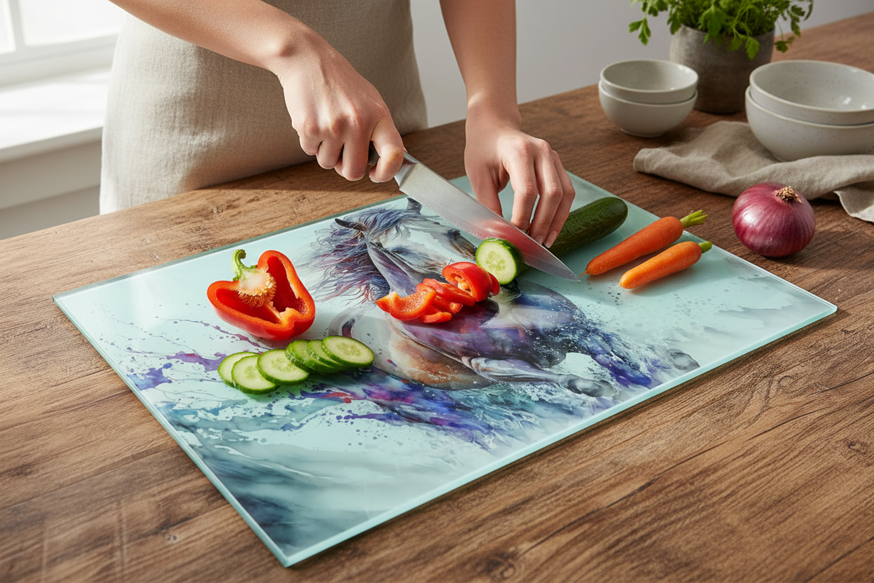 Horse Glass Chopping Board, Horse Worktop Saver