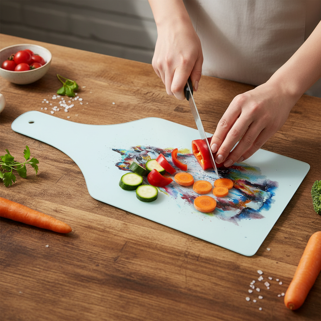 Ragdoll Cat Bottle Shaped Glass Chopping Board - Cheese Platter, Ragdoll Cat Worktop Saver