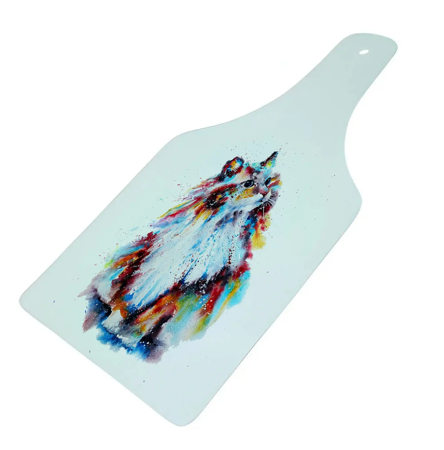 Ragdoll Cat Bottle Shaped Glass Chopping Board - Cheese Platter, Ragdoll Cat Worktop Saver