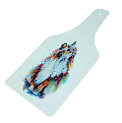 Ragdoll Cat Bottle Shaped Glass Chopping Board - Cheese Platter, Ragdoll Cat Worktop Saver