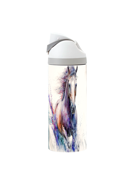 Multi Coloured Horse - 720ml Thermal Drinks Bottle - One Touch