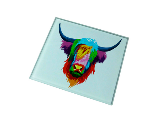 Highland Cow Glass Coaster (Set of 4)