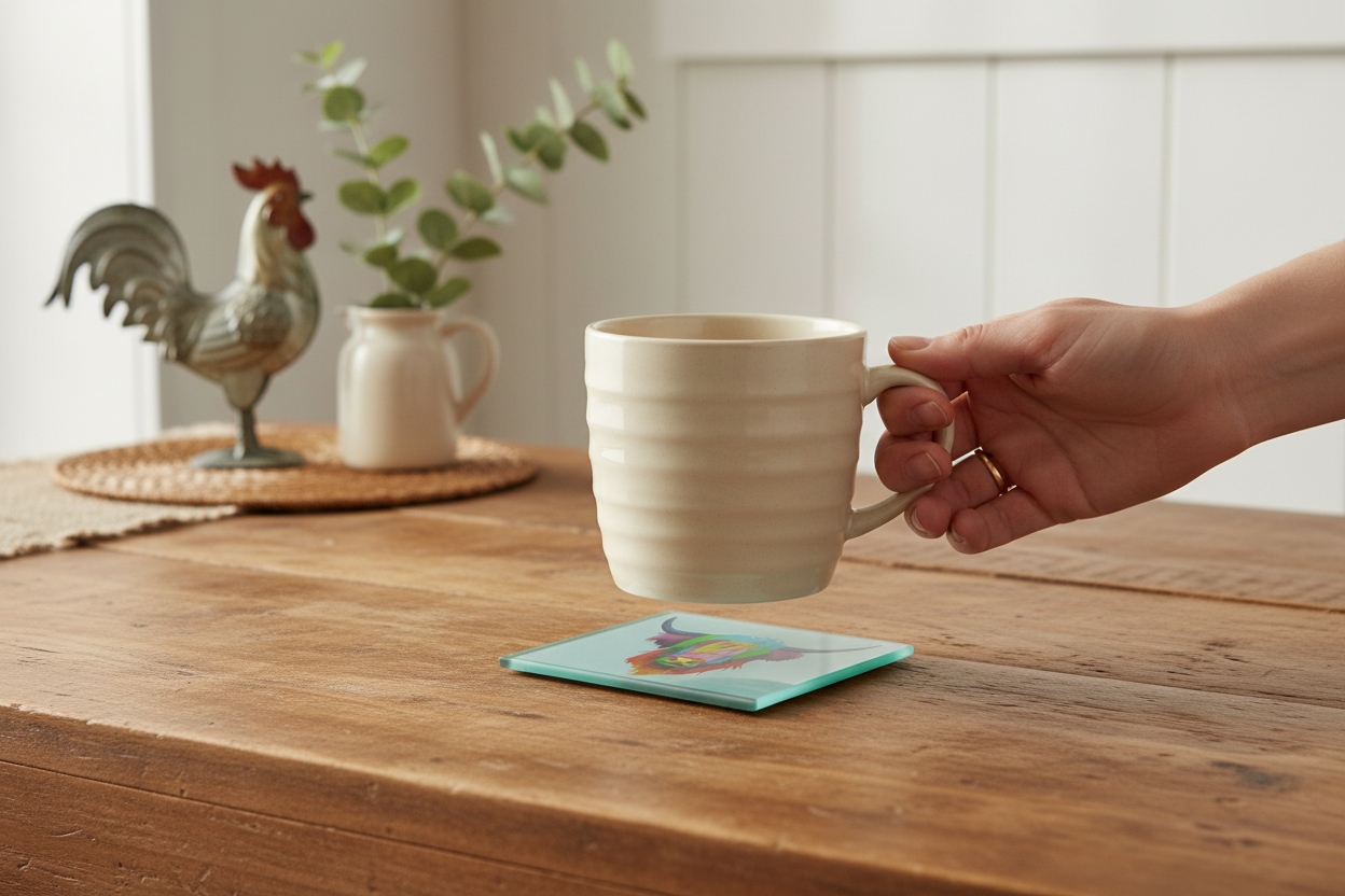 Highland Cow Glass Coaster (Set of 4)