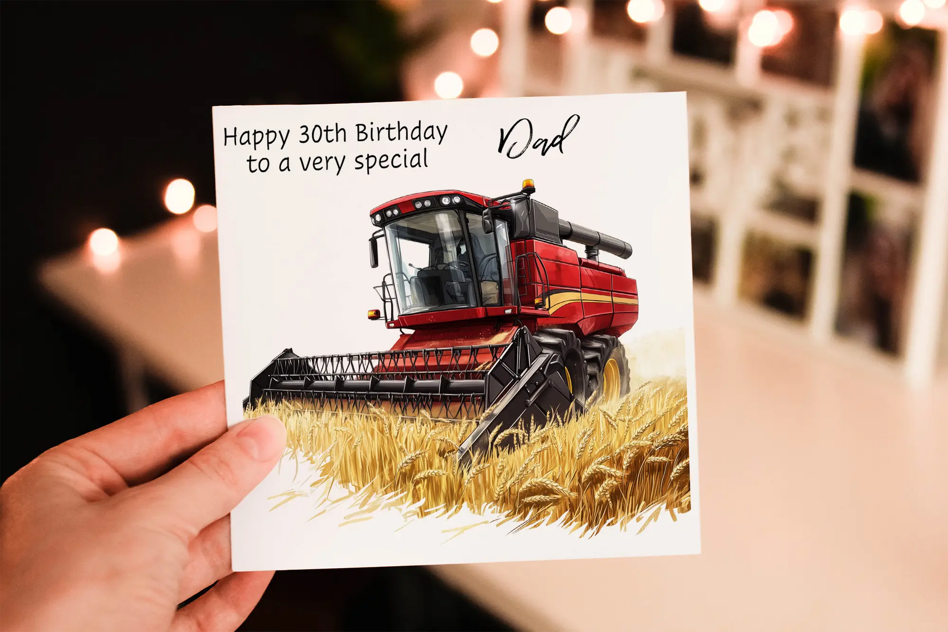 Personalised Red Combine Harvester Birthday Card: Agricultural Greeting Card