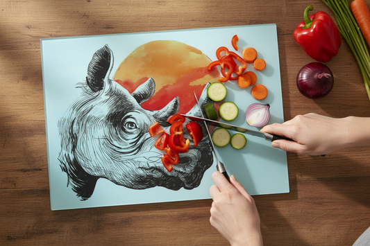 Rhino Glass Chopping Board, Rhino Worktop Saver