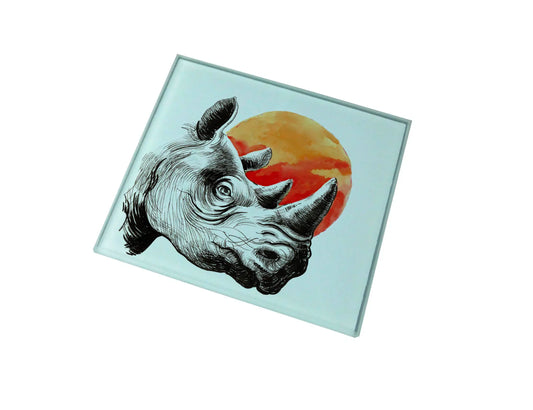 Rhino Glass Coaster (Set of 4)
