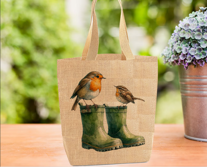 Robin and Wellies Tote Bag