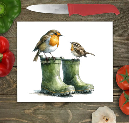 Robin and Wellies Glass Chopping Board - Robins Worktop Saver