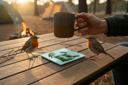 Robin and Wellies Glass Coaster (Set of 4)