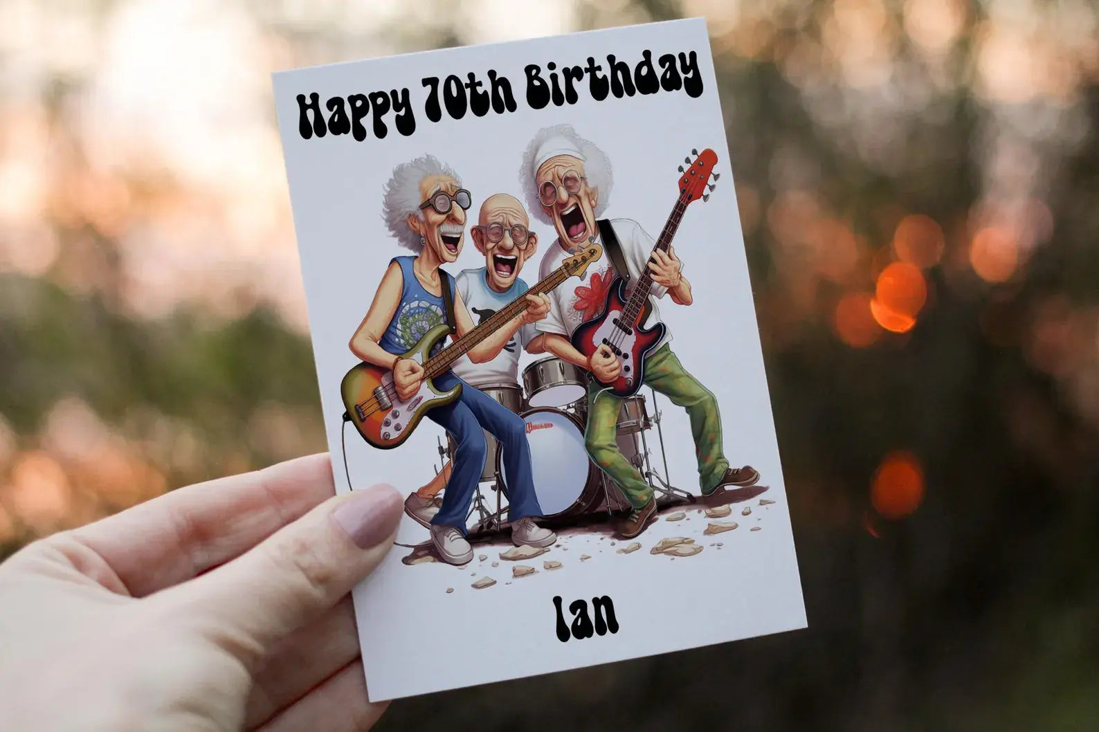Funny Old Rocker Band Birthday Card: Personalised Music Gift