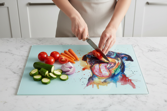 Rottweiler Glass Chopping Board, Rottweiler Worktop Saver