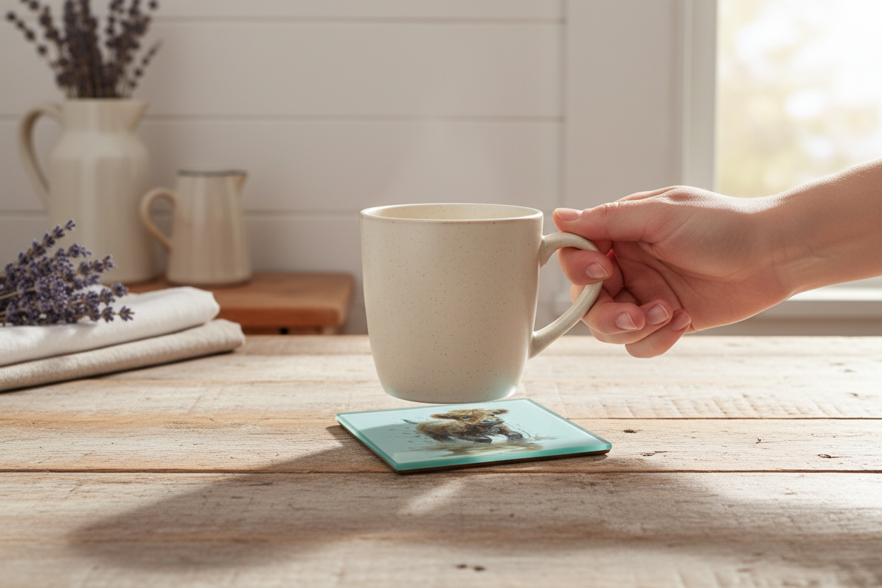 Highland Cow Glass Coaster (Set of 4)