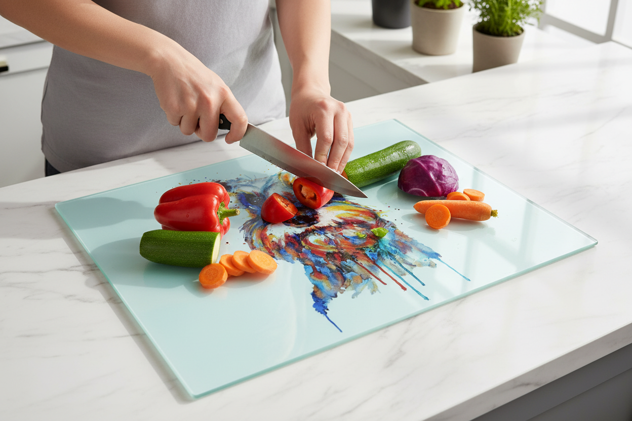 Schnauzer Glass Chopping Board, Schnauzer Worktop Saver