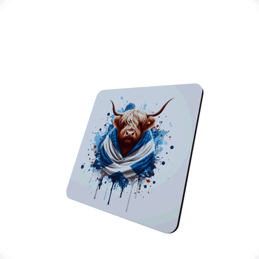 Highland Cow with Scottish Flag hardwood coaster
