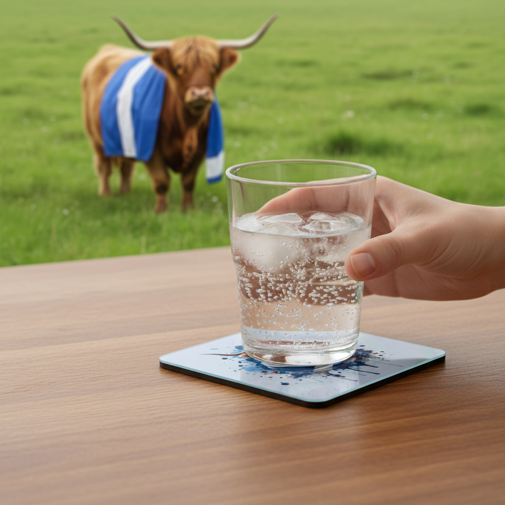 Highland Cow with Scottish Flag hardwood coaster