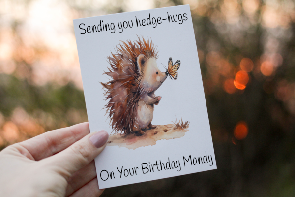 Hedgehog Birthday Card - Sending hedge hugs birthday card