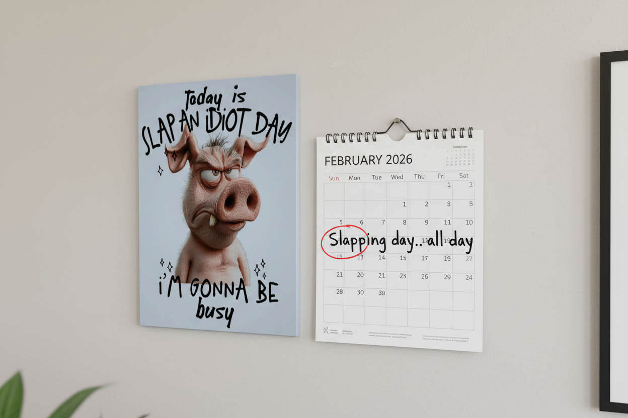 Today Is Slap an Idiot Day..... Glossy Aluminium Print