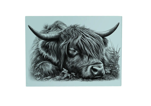 Sleeping Highland Cow Glass Placemat