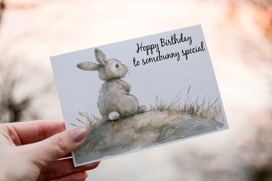 Personalised Rabbit Birthday Card, Hoppy Birthday