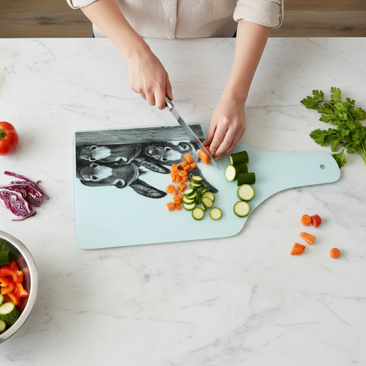 Funny Donkeys Bottle Shaped Glass Chopping Board - Cheese Platter, Donkey Worktop Saver