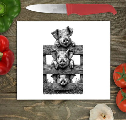 Pigs on a Fence Board - Pigs on a Fence Worktop Saver