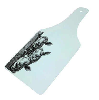 Funny Sheep Bottle Shaped Glass Chopping Board - Cheese Platter, Sheep Worktop Saver