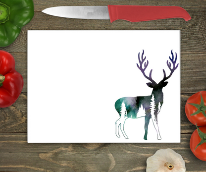 Woodland Stag Glass Chopping Board, Stag Worktop Saver