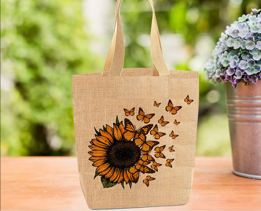 Butterfly Sunflower Tote Bag, Personalised Tote Bag