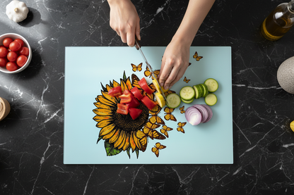 Butterfly Glass Chopping Board, Butterfly Worktop Saver