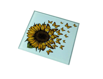 Butterfly & Sunflower Glass Coaster (Set of 4)