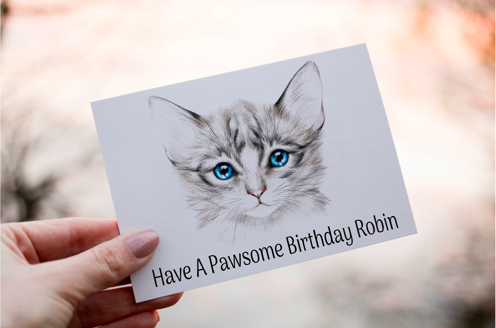 Personalised Tabby Cat Birthday Card: Pawsome Friend Card