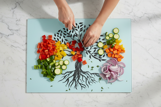 Tree Of Life Large Glass Chopping Board, Tree Of Life Worktop Saver