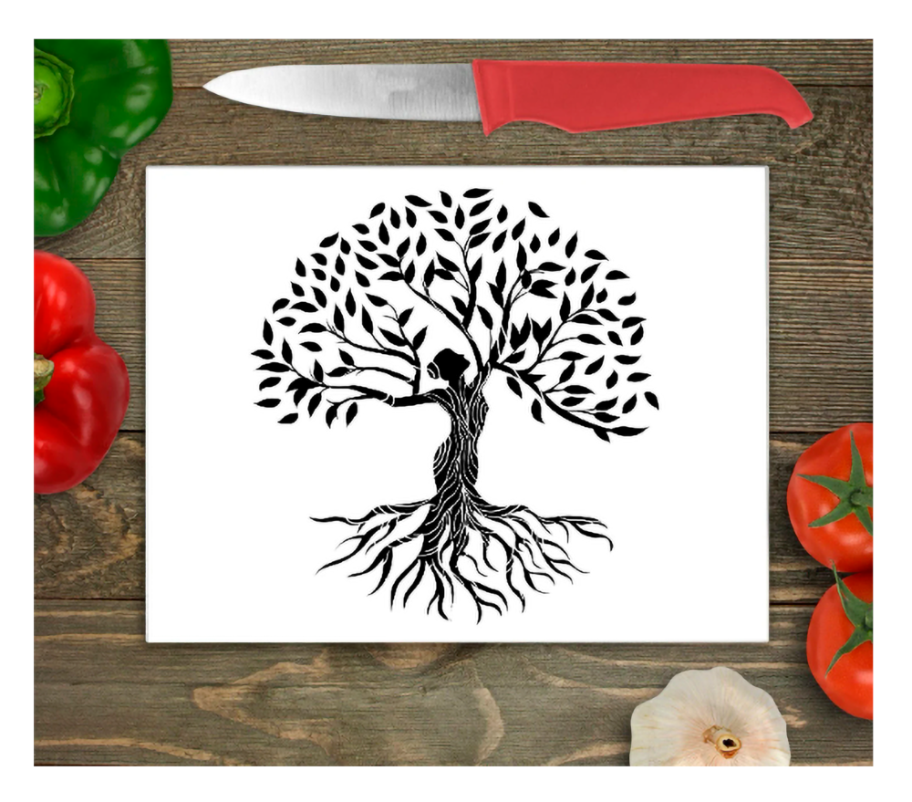 Tree Of Life Large Glass Chopping Board, Tree Of Life Worktop Saver