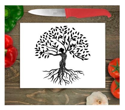 Tree Of Life Large Glass Chopping Board, Tree Of Life Worktop Saver