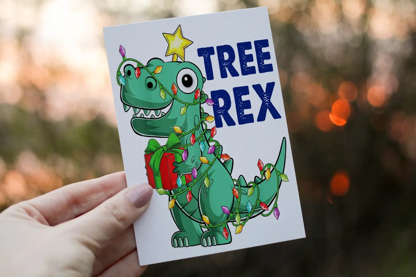 Dinosaur Christmas Card, Personalised T-Rex Card