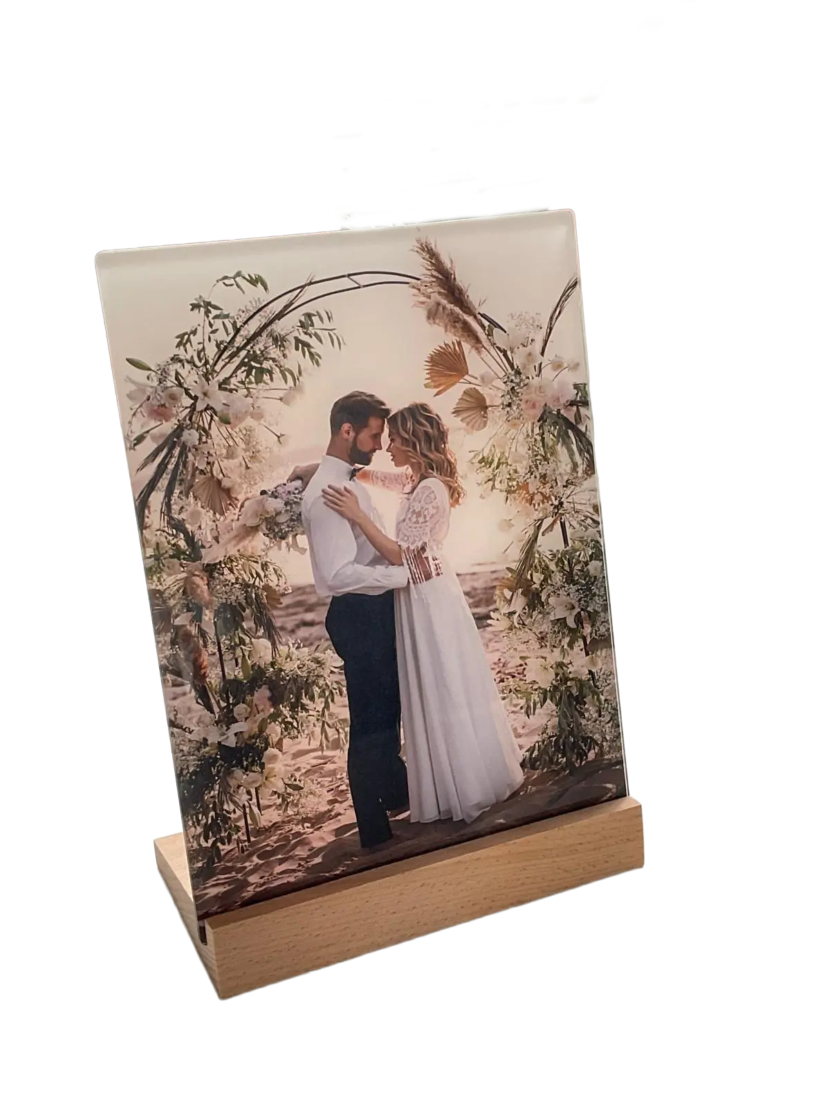 Glass Photo with Wooden Base 15cm x 20cm