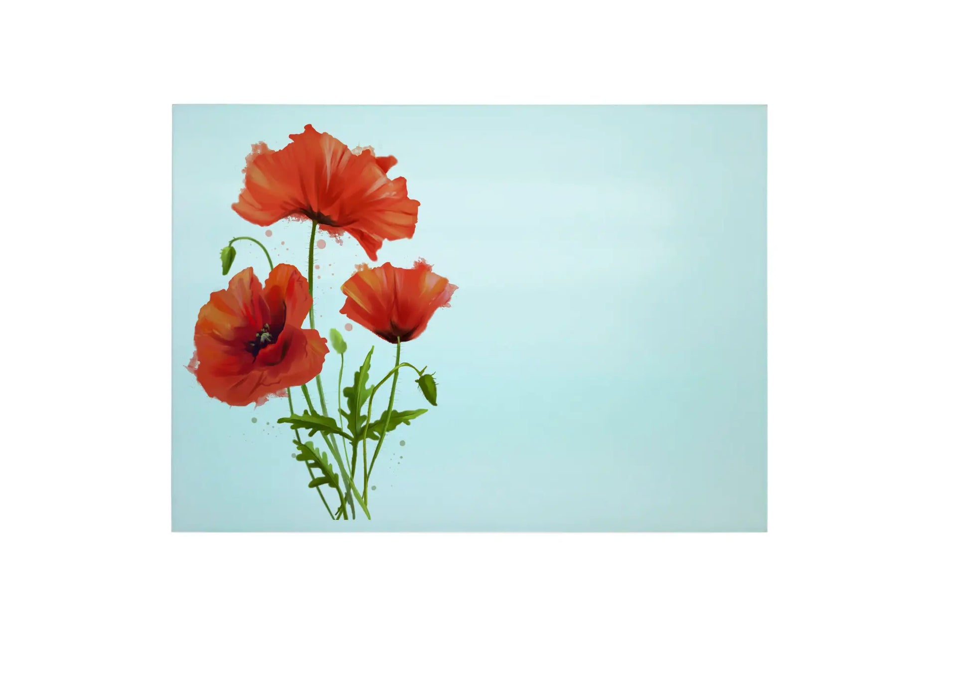 Wild Poppy Glass Chopping Board, Poppy Worktop Saver