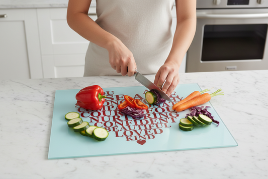 Inspirational Heart Large Glass Chopping Board - Inspirational Worktop Saver