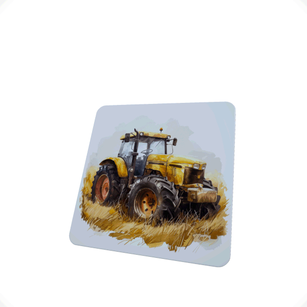 Yellow Tractor Hardboard Coaster