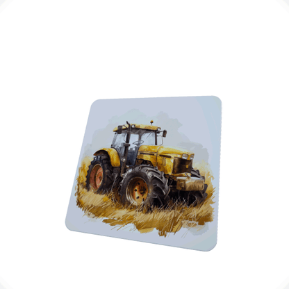Yellow Tractor Hardboard Coaster