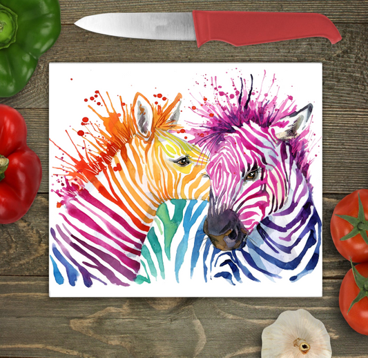 Zebra Glass Chopping Board, Zebra Worktop Saver