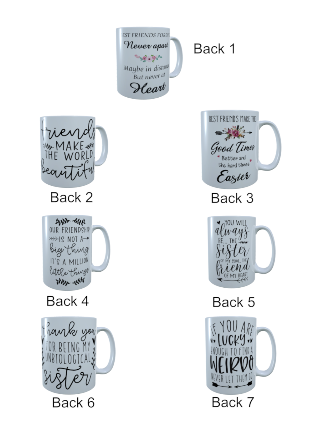 Personalized Sister Mug - Sisters Forever, Never Apart (Up to 6 Sisters)