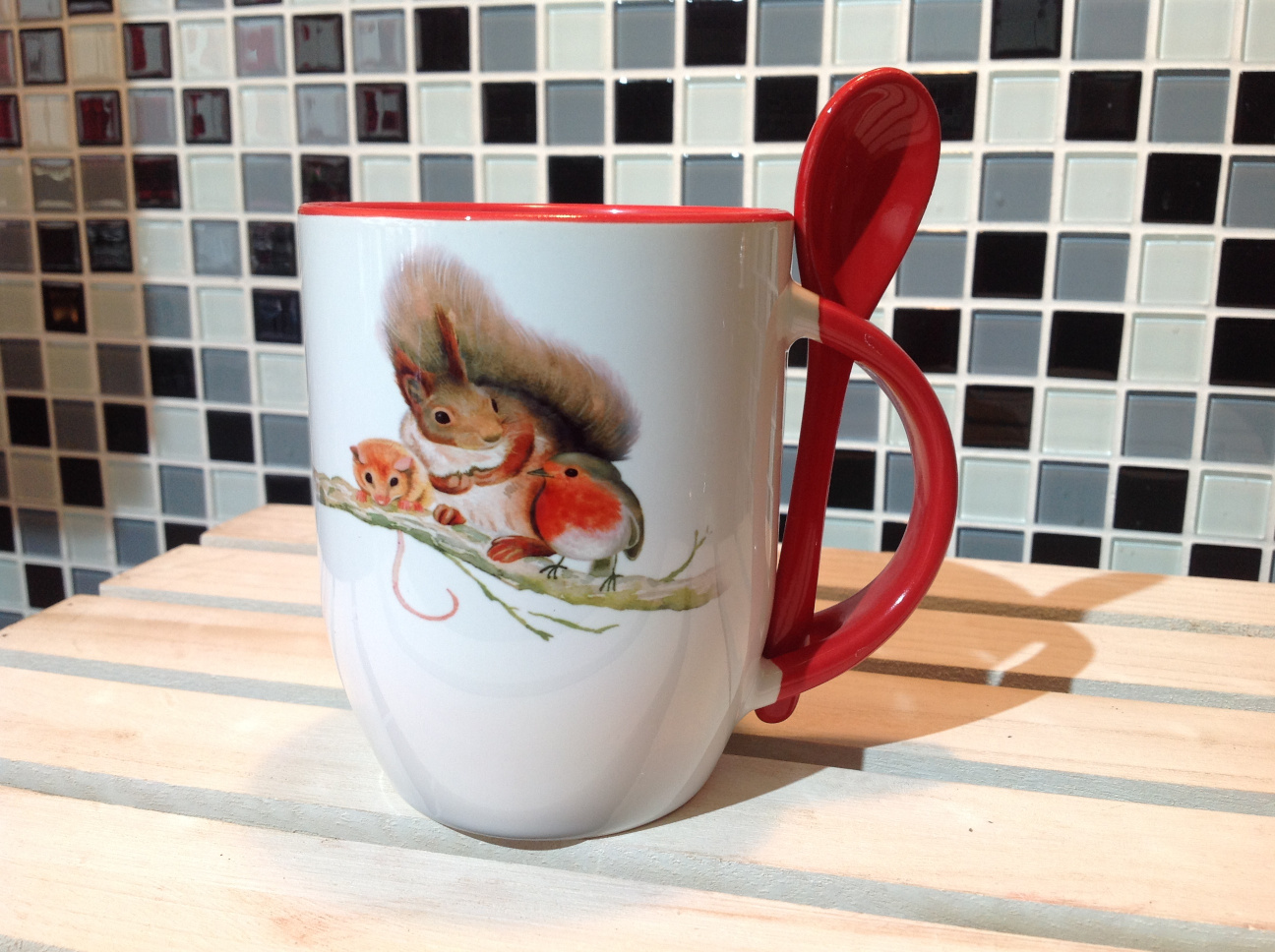 Squirrel, Robin & Vole Mug & Spoon Set